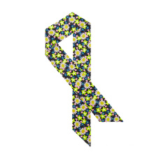 Floral Rectangular Tie Style Neckerchief Custom Design Silk Scarf